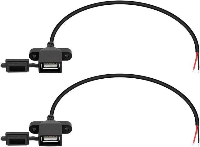Main image of R USB Female 2pin Bare Wire,USB Power Cable with Dust Cap DIY Pigtail Cable,for and USB Equipment Installed or Replace Repair