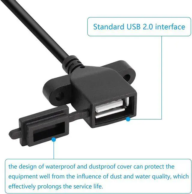 Alt view image 3 of 7 - R USB Female 2pin Bare Wire,USB Power Cable with Dust Cap DIY Pigtail Cable,for and USB Equipment Installed or Replace Repair