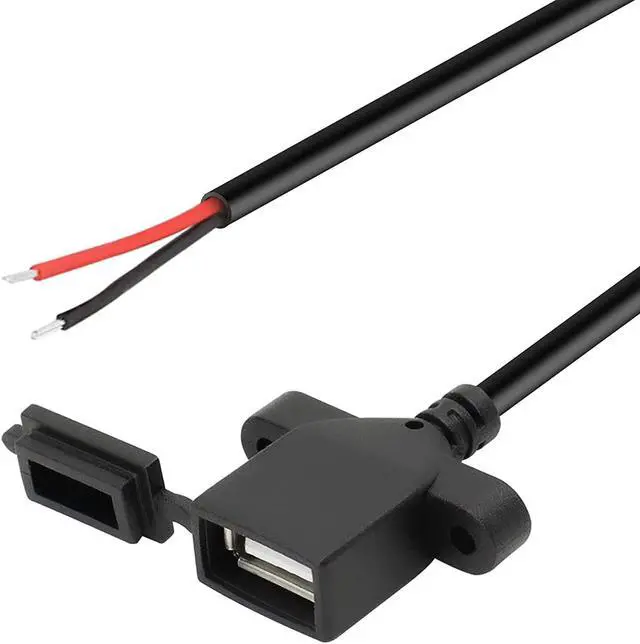 Alt view image 2 of 7 - R USB Female 2pin Bare Wire,USB Power Cable with Dust Cap DIY Pigtail Cable,for and USB Equipment Installed or Replace Repair