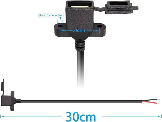 Alt view image 7 of 7 - R USB Female 2pin Bare Wire,USB Power Cable with Dust Cap DIY Pigtail Cable,for and USB Equipment Installed or Replace Repair