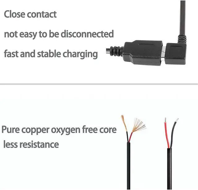 Alt view image 4 of 7 - USB 2.0 Female Pigtail Cable Extension Power Cable 22AWG 5V 3A USB A Socket to 2 Pin Bare Wire Open End Connector for DIY-2 Pcs (1M)