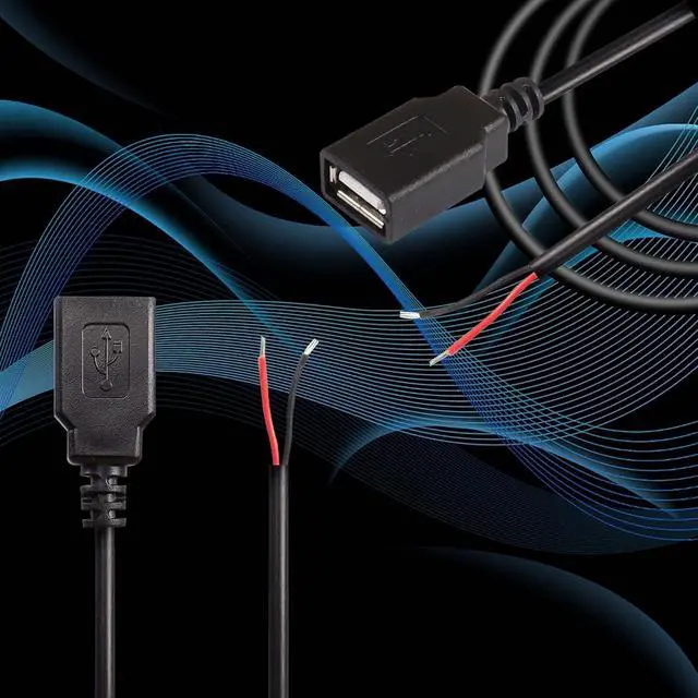 Alt view image 7 of 7 - USB 2.0 Female Pigtail Cable Extension Power Cable 22AWG 5V 3A USB A Socket to 2 Pin Bare Wire Open End Connector for DIY-2 Pcs (1M)
