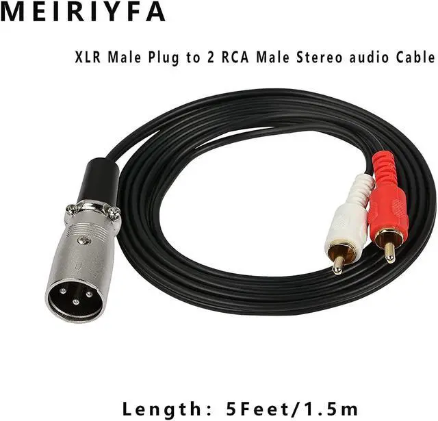 Alt view image 2 of 7 - M XLR Male to 2 Phono RCA Plug Adapter Y Splitter Patch Cable, 1 XLR Male 3 Pin to Dual RCA Male Plug Stereo Audio Cable Connector(1.5M) (XLR Male to 2RCA)