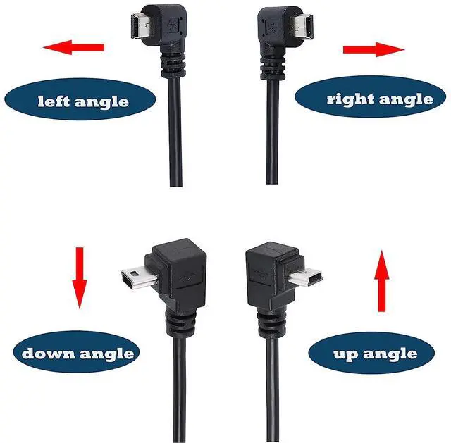 Alt view image 4 of 5 - QIANRENON 90 Degree Mini USB to USB 2.0 Extension Cable Mini 5pin USB B Male Right Angle to USB 2.0 Male Data GPS Devices Cable 1.5m(Up Angle)