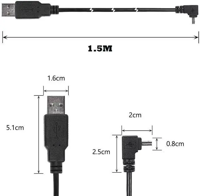 Alt view image 5 of 5 - QIANRENON 90 Degree Mini USB to USB 2.0 Extension Cable Mini 5pin USB B Male Right Angle to USB 2.0 Male Data GPS Devices Cable 1.5m(Up Angle)