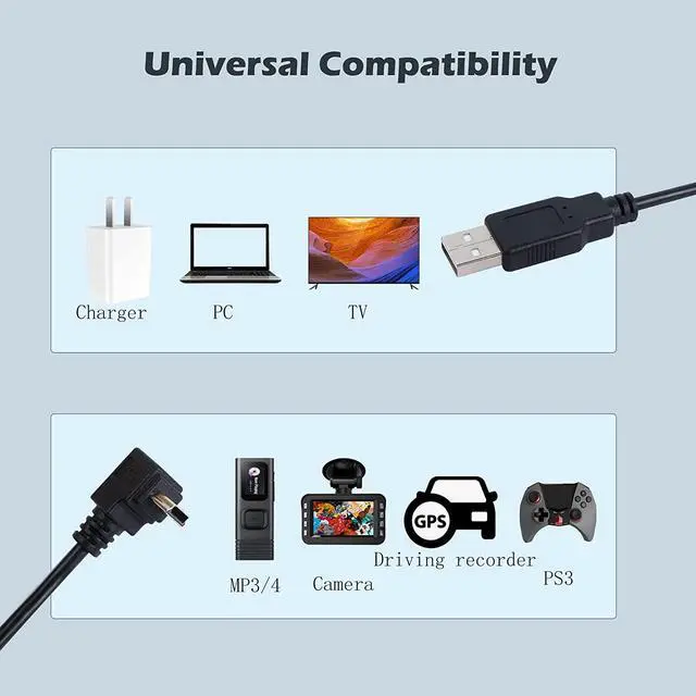 Alt view image 3 of 5 - QIANRENON 90 Degree Mini USB to USB 2.0 Extension Cable Mini 5pin USB B Male Right Angle to USB 2.0 Male Data GPS Devices Cable 1.5m(Up Angle)