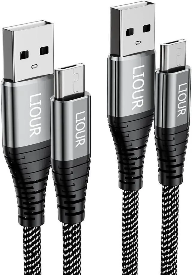 Main image of Micro USB Cable Android, USB to Micro2.0 Cable (2er-Pack, 3 m), Nylon Braided Fast Charging Cable, Compatible with Samsung, Kindle, Android Phones, Galaxy S7 Edge, Moto G5, PS4 (Black).