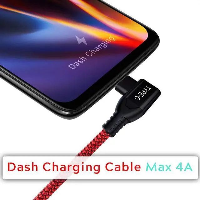 Alt view image 2 of 7 - Dash Charge Cable, C 5V 4A USB C Cable for OnePlus 7 Charger Cable, 6.6FT Warp Charge for OnePlus 10 Pro/ 9 Pro/ 9, 90 Degree L-Line Dash Cable Charging Rapidly for OnePlus 8T for Playing Games