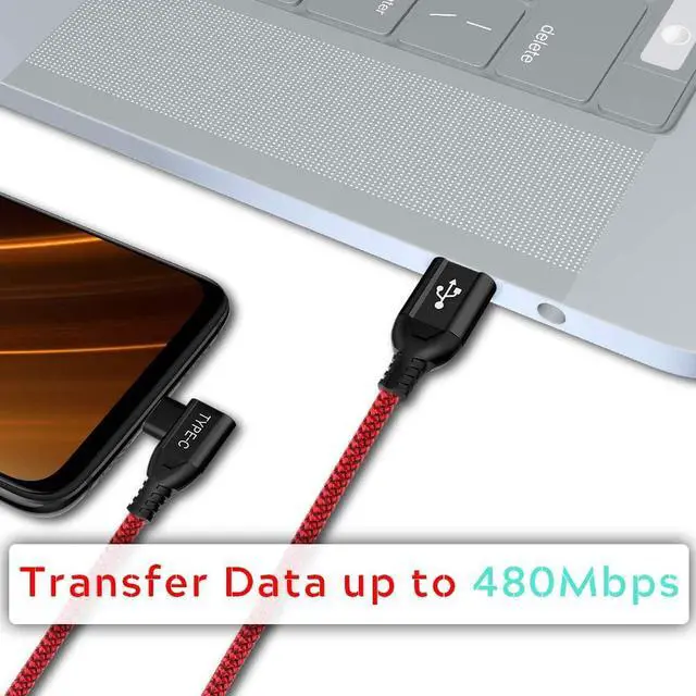 Alt view image 3 of 7 - Dash Charge Cable, C 5V 4A USB C Cable for OnePlus 7 Charger Cable, 6.6FT Warp Charge for OnePlus 10 Pro/ 9 Pro/ 9, 90 Degree L-Line Dash Cable Charging Rapidly for OnePlus 8T for Playing Games