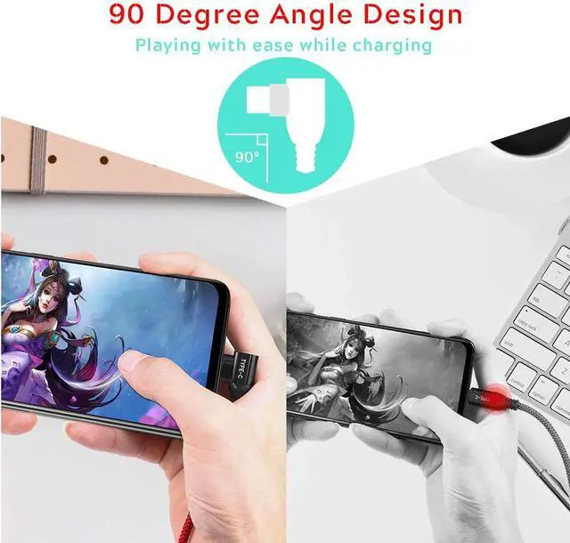 Alt view image 4 of 7 - Dash Charge Cable, C 5V 4A USB C Cable for OnePlus 7 Charger Cable, 6.6FT Warp Charge for OnePlus 10 Pro/ 9 Pro/ 9, 90 Degree L-Line Dash Cable Charging Rapidly for OnePlus 8T for Playing Games