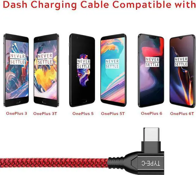 Alt view image 7 of 7 - Dash Charge Cable, C 5V 4A USB C Cable for OnePlus 7 Charger Cable, 6.6FT Warp Charge for OnePlus 10 Pro/ 9 Pro/ 9, 90 Degree L-Line Dash Cable Charging Rapidly for OnePlus 8T for Playing Games