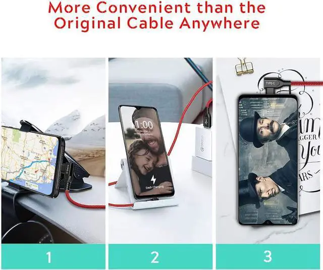 Alt view image 6 of 7 - Dash Charge Cable, C 5V 4A USB C Cable for OnePlus 7 Charger Cable, 6.6FT Warp Charge for OnePlus 10 Pro/ 9 Pro/ 9, 90 Degree L-Line Dash Cable Charging Rapidly for OnePlus 8T for Playing Games