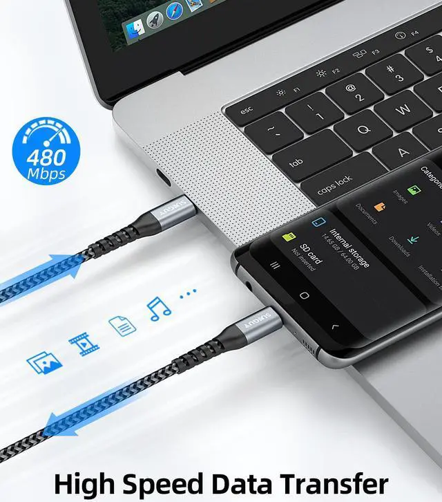 Alt view image 5 of 6 - USB C to USB C 1.5FT [2Pack], S USB C Cable 60W PD Fast Charge Type C Charger Cord Compatible for Samsung Galaxy S21/S21+/S20+ Ultra, MacBook Air/Pro, iPad Pro 2020/2018, iPad Air 2020