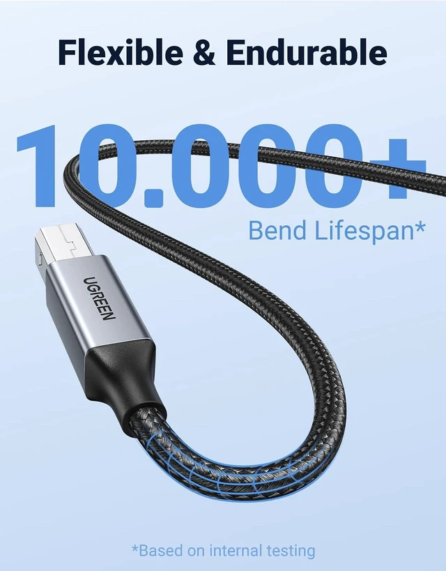Alt view image 7 of 7 - UGREEN Printer Cable, 6 FT USB A to B, Nylon Braided USB B Cord