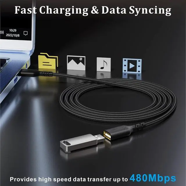 Alt view image 4 of 7 - USB Extension Cord 6FT, Canjoy 2.0 USB Extension Cable Type A Male to Female Extension Cord Data Transfer Extender Cable for VR Playstation, Xbox, Printer, Keyboard(4pack)