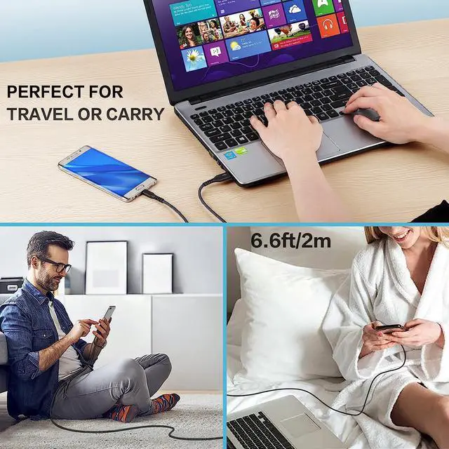 Alt view image 7 of 7 - Micro USB Cable3Pack 6.6FTC Micro USB Android Charger Fast Charging Cable Nylon Braided Charging Cord Compatible with Samsung Galaxy S7 S6 S5 LG Sony HTC PS4 Xbox