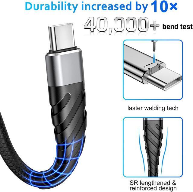 Alt view image 3 of 7 - USB C Cable 10ft 3Pack Type C Charger Fast Charging Type C Cable USB C Charger Cord Compatible with  Galaxy S21 S8 S9 S10 S20 A02s A10s A10e A01 A11 A12 A21 A32 A42 A52 LG V50 G6 Moto G7 G8