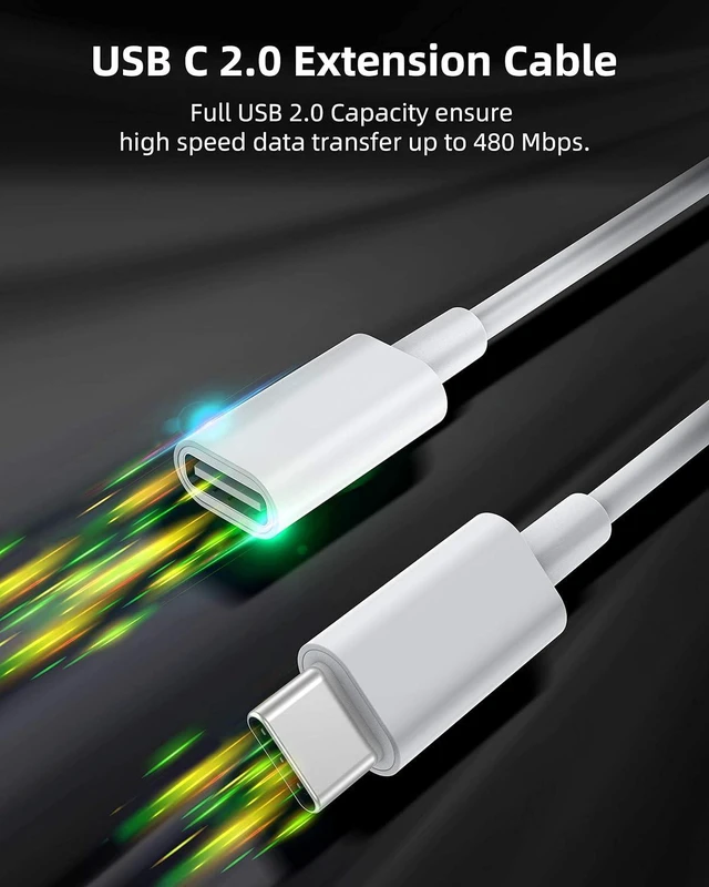Alt view image 3 of 7 - CONMDEX USB C Extension Cable 2 Packs for Mag- Safe Charger PS5 Controller Charging, 9V 3A USB Type C Female to Male Extender Cord for Mag- Safe Charger iPhone 15/13/12, HomePod White (6Ft/1.8m)