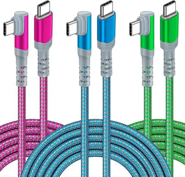 Main image of USB C to USB C Cable3Pack 10ft, Canjoy 60W 3A Type C Cable 90° Right Angle PD Charger Fast Charging Cable Nylon Braided Cord Compatible with MacBook Pro, iPad Air/Pro, Samsung Galaxy S22/S21/S20