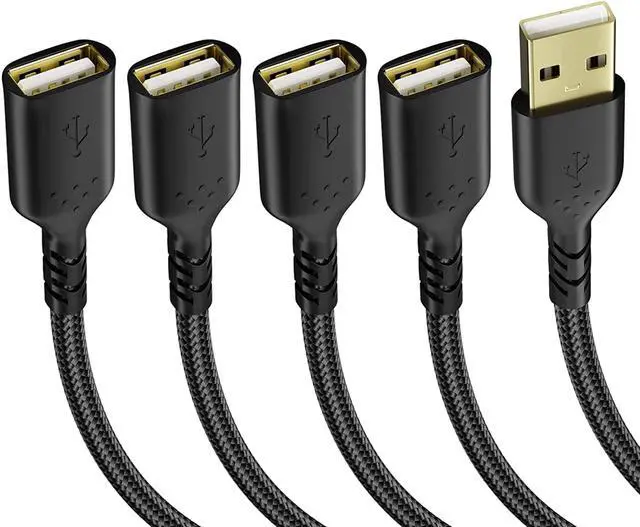 Main image of USB Extension Cord 6FT, Canjoy 2.0 USB Extension Cable Type A Male to Female Extension Cord Data Transfer Extender Cable for VR Playstation, Xbox, Printer, Keyboard(4pack)