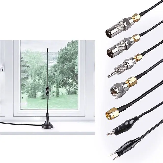 Alt view image 4 of 7 - Fm Antenna Outdoor Indoor,WiFi AV Audio Camera Monitor Tuner TV Stereo Antenna,1.5m(SMA-Male) Magnetic Base Transmitter Antenna Cable+16.4Ft Antenna Extension Cable with 6pcs Antenna Adapters