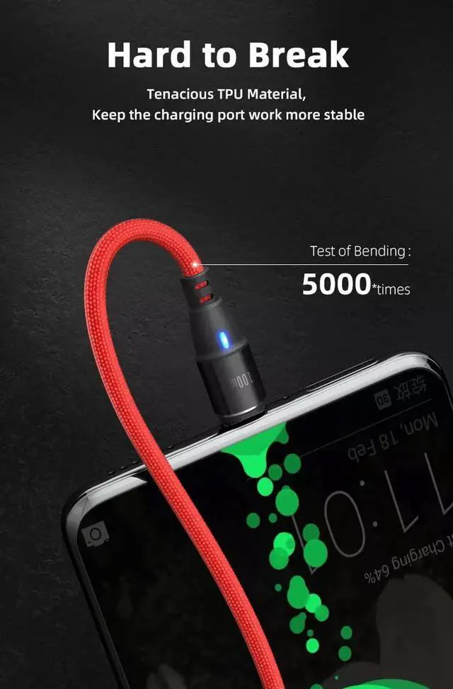 Alt view image 5 of 7 - 100W Magnetic Charging Cable, N 6 in 1 PD Fast Charge Data Transfer Cord, USBC Female USB A/C to Magnetic Head Tips for All Type C, Micro USB, Mobile Phones, Laptop, Tablet (6FT/2M, Red)