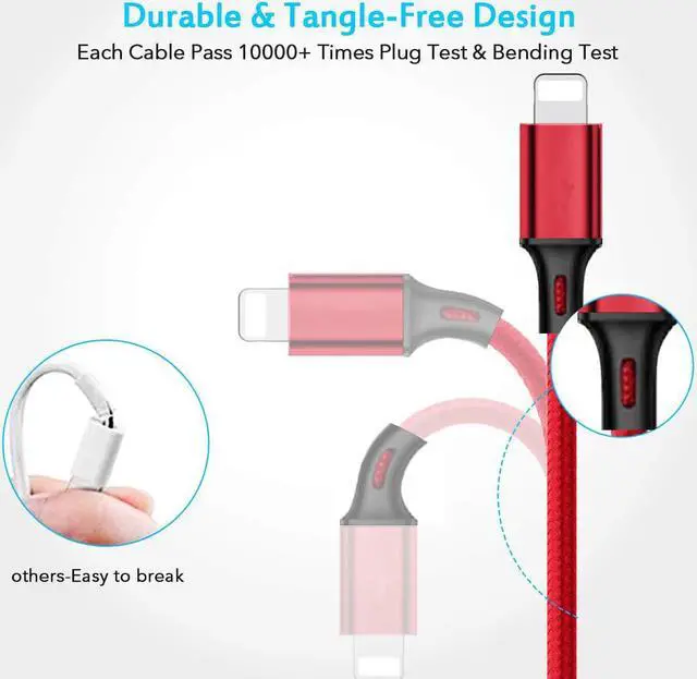 Alt view image 4 of 6 - Multi Charging Cable 4ft 2Pack Multi Phone Charger Cable Braided Universal 3 in 1 Charging Cord Extra Long Multiple USB Cable with USB C Micro USB Port Connectors for Cell Phones and MoreRed+Black)