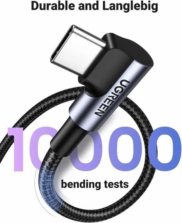 Alt view image 6 of 7 - UGREEN USB to USB C Cable 2Pack, 18W Dual Right Angle USB C Cable Fast Charge, 90 Degree USB C Charging Cord for Galaxy A53 A71 A03 S22 S21 S20 FE, Pixel 6a 5, LG G8 V50 V60, Moto G G53, 6FT
