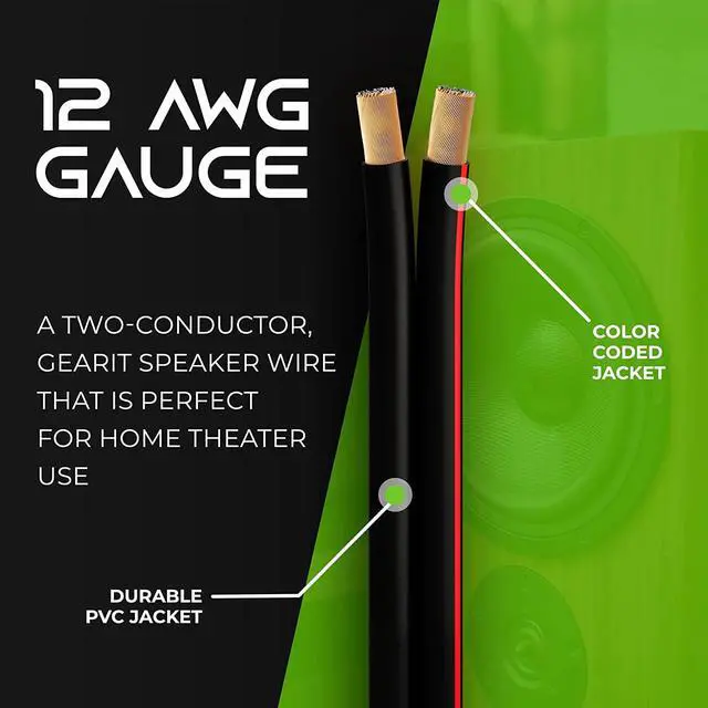 Alt view image 2 of 7 - 12AWG Speaker Wire, GearIT Pro Series 12 AWG Gauge Speaker Wire Cable (50 Feet / 15.24 Meters) Great Use for Home Theater Speakers and Car Speakers Black
