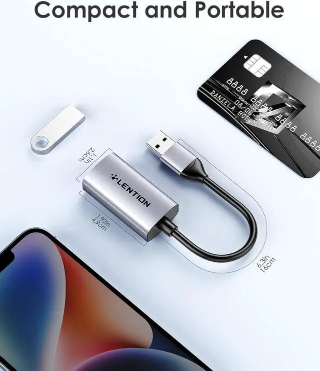 Alt view image 7 of 7 - LENTION USB 3.0 Type A to Gigabit Ethernet Adapter, 1000M RJ45 Wired LAN Network Converter Compatible with Nintendo Switch, MacBook Pro/Air, Surface, Chromebook, Most Windows Laptops (HU604, Gray)