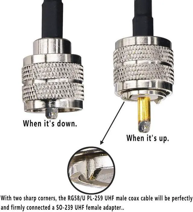 Alt view image 3 of 6 - B UHF Cable RG58/U Coaxial Cable PL259 Adapter UHF Male to UHF Male Radio Antenna Cable Ham Radio Coaxial Cable Low Loss CB Coax Cable for CB Ham Radio/Antenna/Broadcast/Telecom (65.6 Feet)