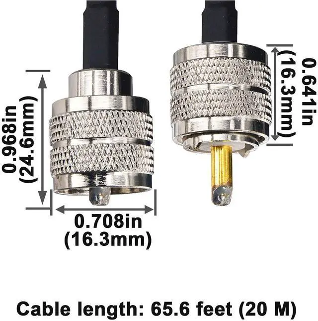 Alt view image 4 of 6 - B UHF Cable RG58/U Coaxial Cable PL259 Adapter UHF Male to UHF Male Radio Antenna Cable Ham Radio Coaxial Cable Low Loss CB Coax Cable for CB Ham Radio/Antenna/Broadcast/Telecom (65.6 Feet)