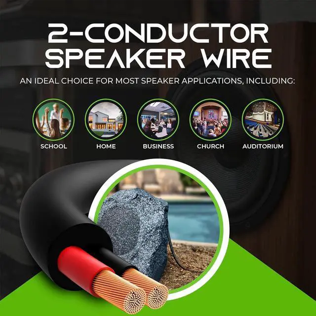 Alt view image 4 of 7 - GearIT 14/2 Speaker Wire (100 Feet) 14AWG Gauge - Outdoor Direct Burial in Ground/in Wall / CL3 CL2 Rated / 2 Conductors - OFC Oxygen-Free Copper, Black 100ft