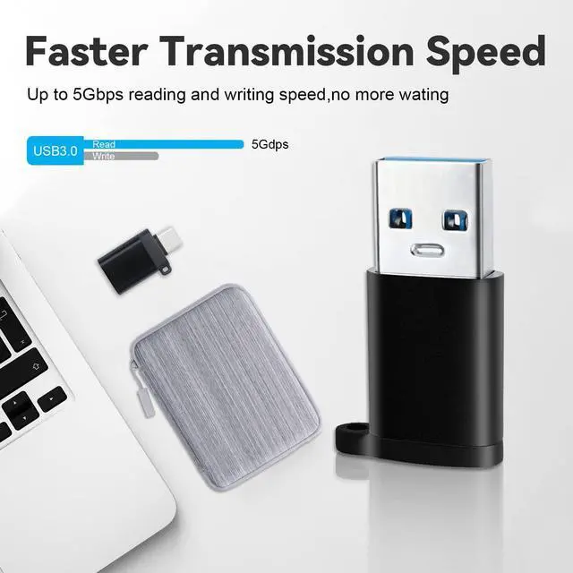 Alt view image 7 of 7 - USB C to USB 3.0 Adapter, USB C Female to USB Male Adapter, USB C to Micro USB Adapter, Micro USB (Female) to USB C (Male) Adapter with Lanyard (4 Pack) for MacBook Pro, Samsung, PC