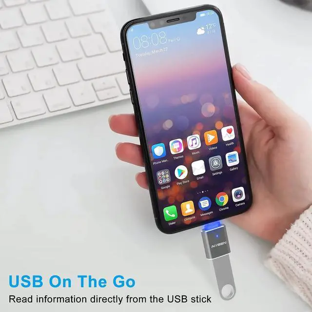 Alt view image 6 of 7 - USB C to USB Adapter(2 Pack) USB C Male to USB 3.0 Female Adapter OTG Converter Compatible with MacBook Pro 2019/2018/2017 MacBook Air 2018 and More Type-C Devices Gray