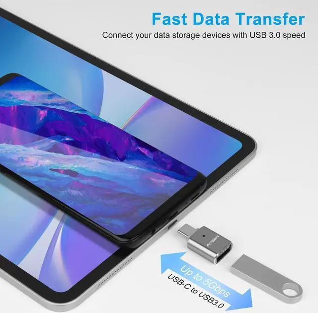 Alt view image 7 of 7 - USB C to USB Adapter(2 Pack) USB C Male to USB 3.0 Female Adapter OTG Converter Compatible with MacBook Pro 2019/2018/2017 MacBook Air 2018 and More Type-C Devices Gray