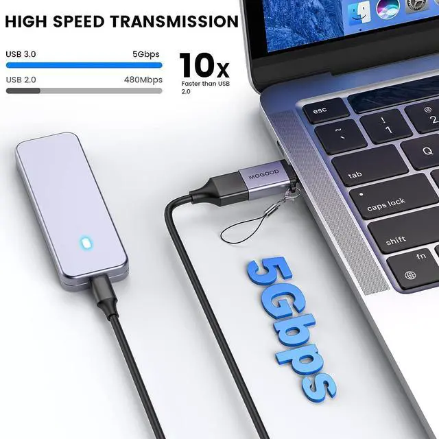 Alt view image 3 of 5 - USB C Adapter USB C Male to USB 3.0 Female Adapter USB C to USB Adapter High-Speed Data Transfer for MacBook Pro Chromebook Pixelbook  Surface Go  Galaxy S20 S21 S22 Pixel