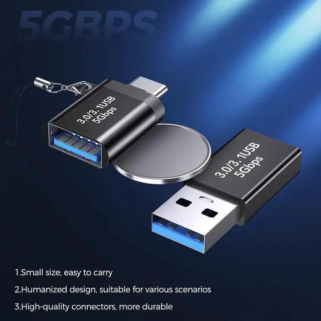 Alt view image 6 of 6 - USB C to USB Adapter,Type C to USB Adapter [2 Pack] 3.0 USB Type C Male to USB Female, USB C Female to USB Male Adapter OTG Converter