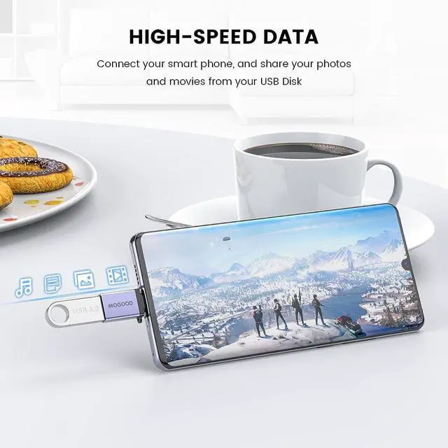Alt view image 4 of 5 - USB C Adapter USB C Male to USB 3.0 Female Adapter USB C to USB Adapter High-Speed Data Transfer for MacBook Pro Chromebook Pixelbook  Surface Go  Galaxy S20 S21 S22 Pixel