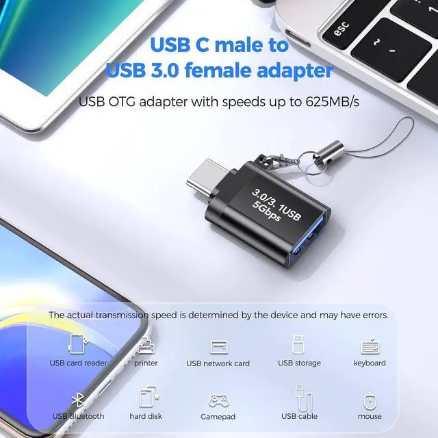 Alt view image 4 of 6 - USB C to USB Adapter,Type C to USB Adapter [2 Pack] 3.0 USB Type C Male to USB Female, USB C Female to USB Male Adapter OTG Converter