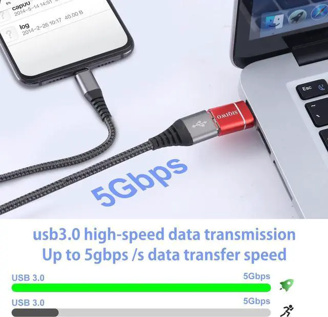 Alt view image 2 of 7 - USB C to USB 3.0 OTG Adapter [2 Pack] Type C OTG Adapter Thunderbolt 3 Type C Adapter for MacBook Pro 2019/2018/2017 MacBook Air 2018  XPS  Galaxy  Pixel Surface Go