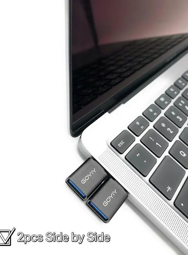 Alt view image 6 of 6 - [10Gbps] USB C to USB Adapter USB C Male to USB Female Adapter USB3.2 Gen 2 2-Pack Compatible with MacBook Pro/Air Laptops Phones and Other Type C or Thunderbolt 4/3 Devices(Black)