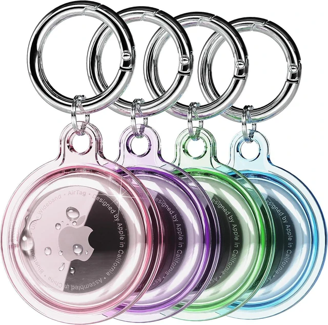 Alt view image 14 of 14 - Waterproof Airtag Holder, D 4 Pack Airtag Keychain, AirTag Case for Dog Collar, Luggage, Keys, Full Body Anti-Scratch Protective (4 Colors)