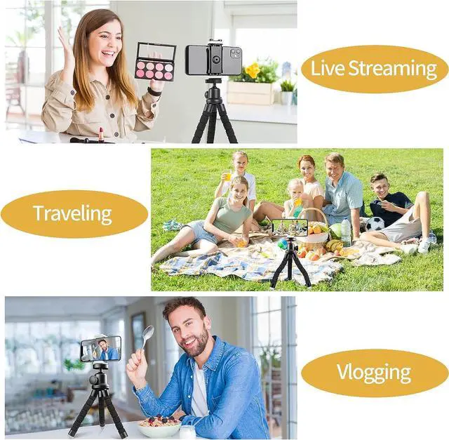 Alt view image 2 of 6 - Sensyne Phone Tripod, Flexible Cell Phone Tripod with Phone Holder and Wireless Remote, Mini Travel Tripod Stand, Compatible with All Cell Phones, Cameras