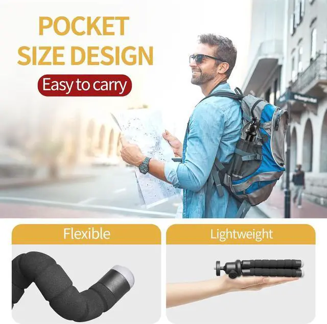 Alt view image 6 of 6 - Sensyne Phone Tripod, Flexible Cell Phone Tripod with Phone Holder and Wireless Remote, Mini Travel Tripod Stand, Compatible with All Cell Phones, Cameras