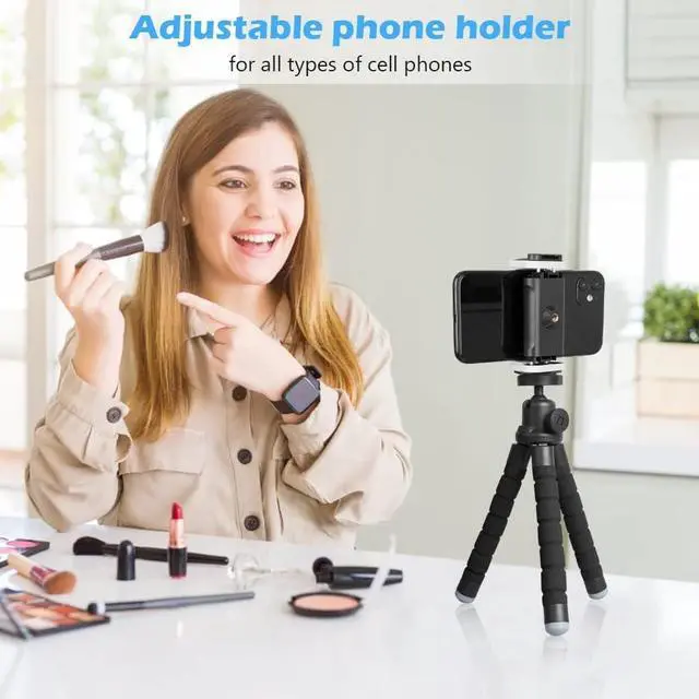 Alt view image 5 of 7 - Ubeesize Phone Tripod Portable and Flexible Tripods with Wireless Remote and Clip Cell Phone Tripode Stand for Video Recording
