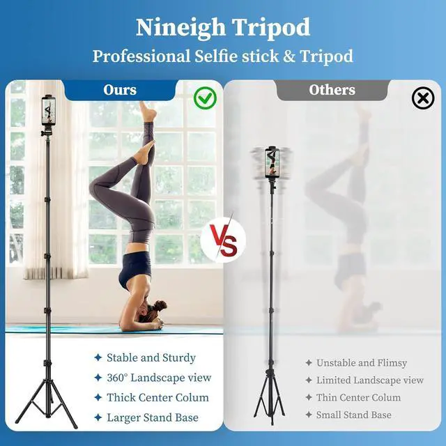 Alt view image 7 of 7 - Phone Tripod, 70" Selfie Stick Tripod Stand Cell Phone Tripods with Remote Phone Holder Carry Bag, Aluminum Alloy Selfie Stick Tripods, Compatible with iPhone Samsung GoPro Smartphone