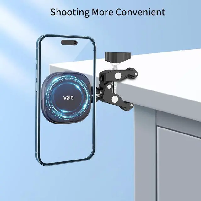 Alt view image 5 of 7 - VRIG MG-01 Magnetic Tripod Mount,1/4" Tripod Adapter w Magnetic Ring, Multiple Locating Holes for ARRI,Compact Size for iPhone 16/15/14/13/12 Series & All Phones & Cases