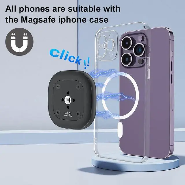 Alt view image 6 of 7 - VRIG MG-01 Magnetic Tripod Mount,1/4" Tripod Adapter w Magnetic Ring, Multiple Locating Holes for ARRI,Compact Size for iPhone 16/15/14/13/12 Series & All Phones & Cases