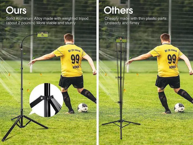 Alt view image 5 of 7 - Elitehood 6.7 Feet Tall Phone Tripod, Heavy Duty Metal iPhone Tripod Stand with Remote, 17" Gooseneck Overhead Tripod for iPhone 15 14 13 Pro Max / 13 Pro / 13 12 11, Android Cell Phone Black